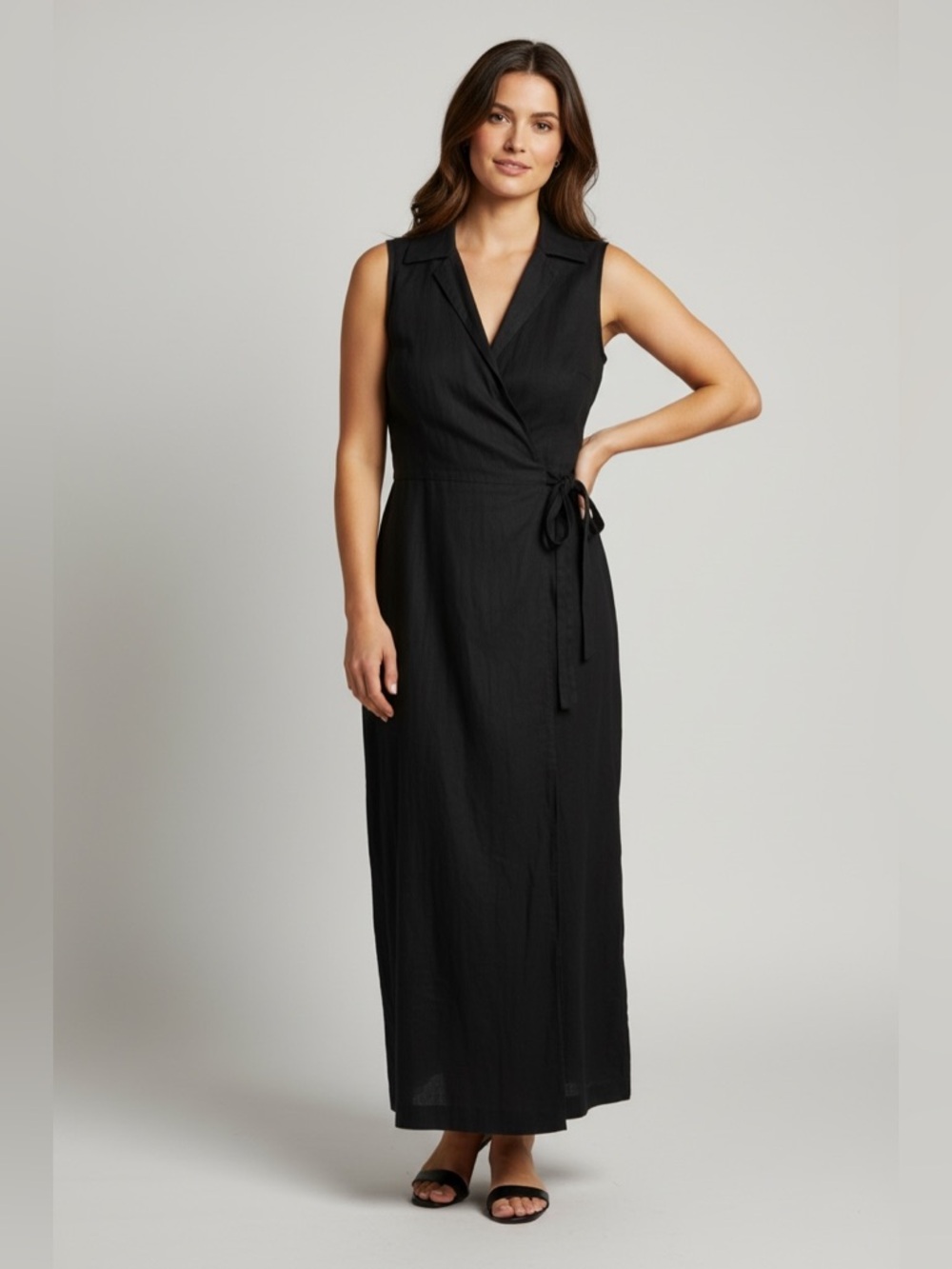 Talbots•Linen Wrap Midi Dress